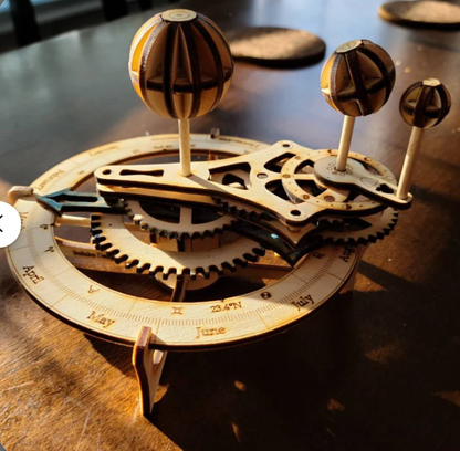 DIY Wooden  Kit with Laser Cutting Files: Model the Earth and Moon's Rotation