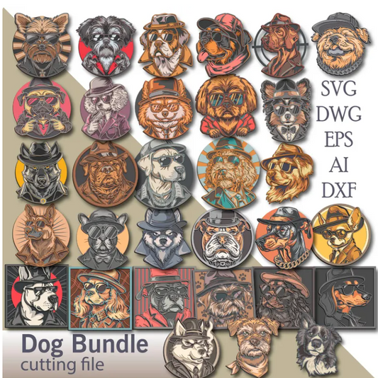 Dog Bundle 3D Layered SVG | Mandala Cut Files for Plywood & Paper | Laser Cutting Design