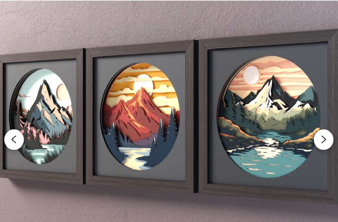 Mountain Lake Sunset Shadow Box Bundle: 3D SVG Templates for DIY Cabin Wall Décor LASER CUTTING FILE